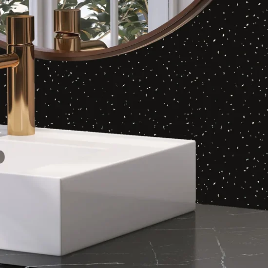 Zest Black Diamond Sparkle Wall Shower Panel 1m