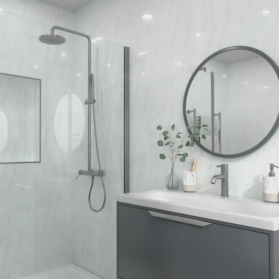 est Lightening Grey Marble Shower Panel 1000mm-x-2400mm